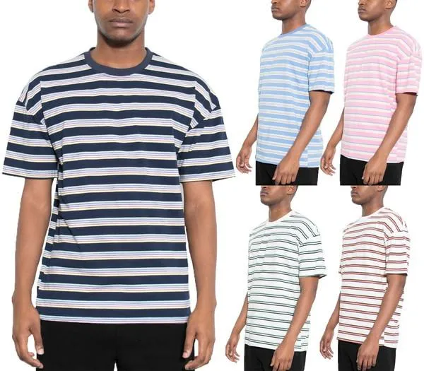 Mens Striped Round Neck T-Shirt