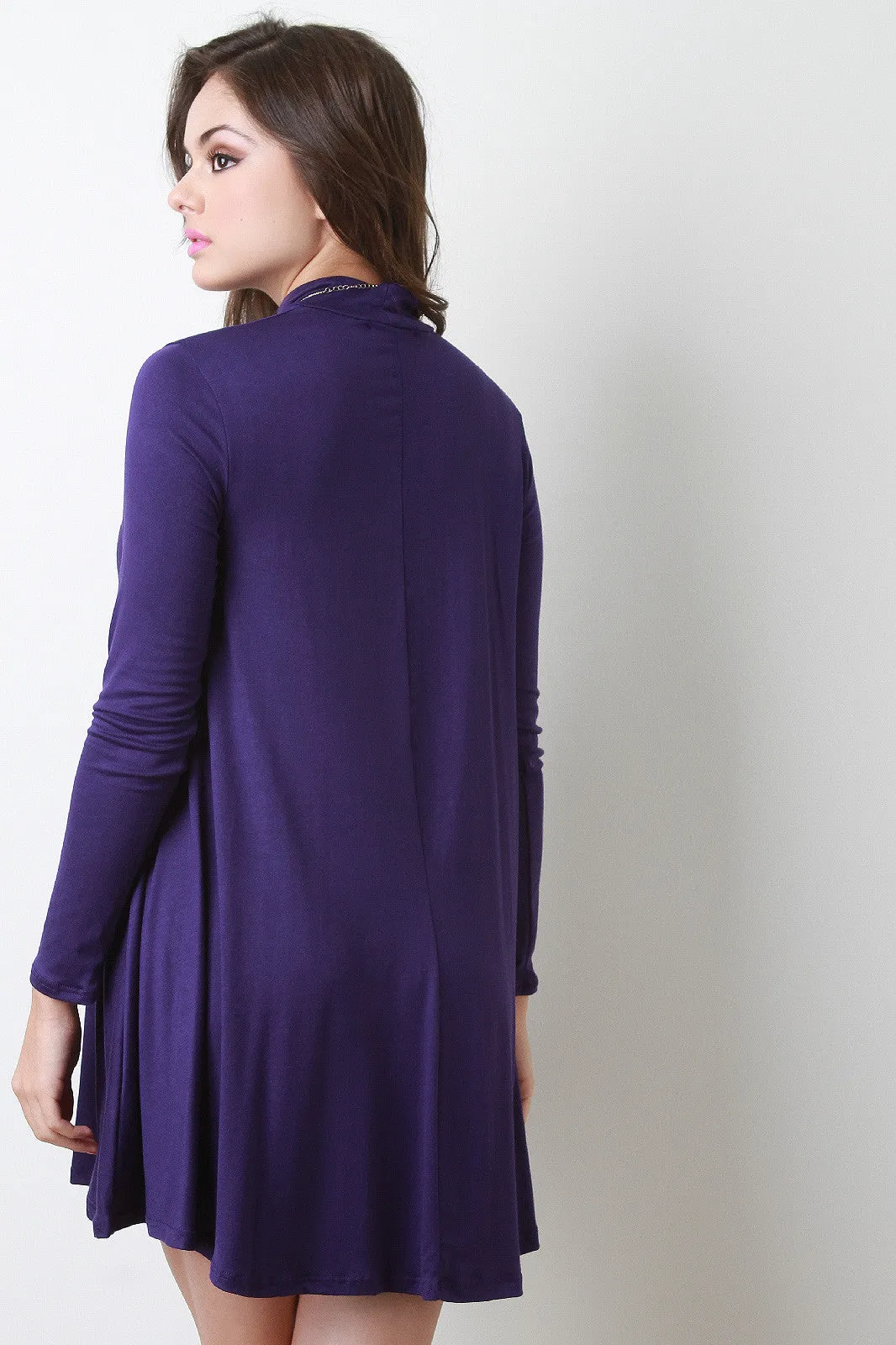 Mock Neck Long Sleeve Shift Dress