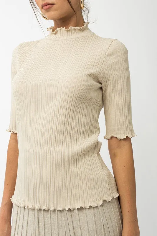 Mock Neck Merrow Edge Top