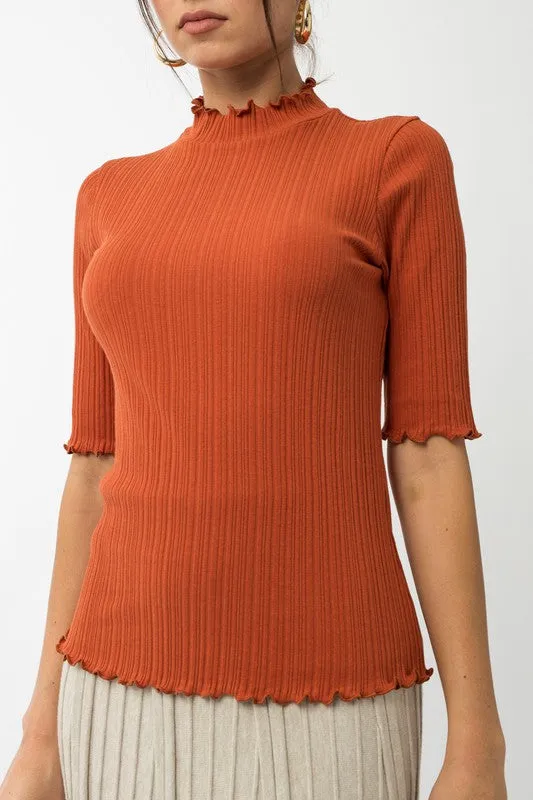 Mock Neck Merrow Edge Top