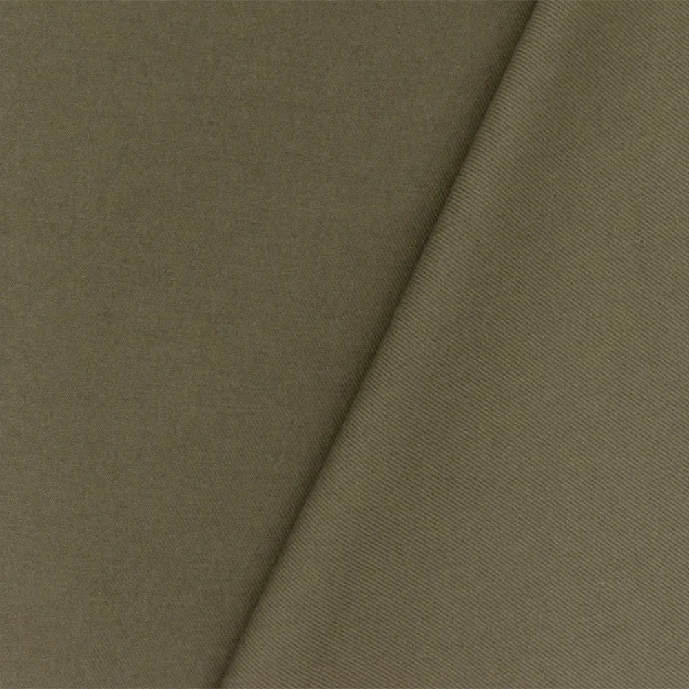 Muted Army Green Solid Rayon-Wool Twill Woven Fabric