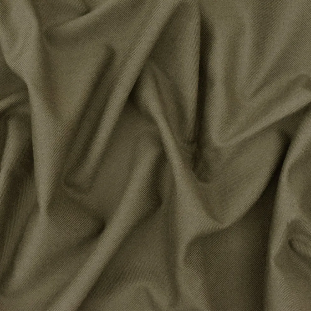 Muted Army Green Solid Rayon-Wool Twill Woven Fabric