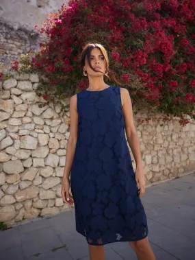 Navy Lace Mini Shift Dress