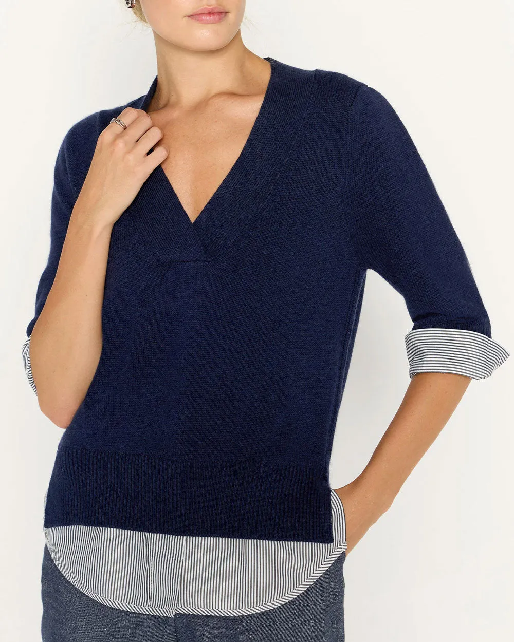 Navy Stripe Lucie Layered V Looker