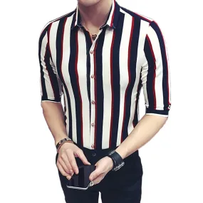 New Cool Summer Men's Striped Boutique Short-sleeve Shirts