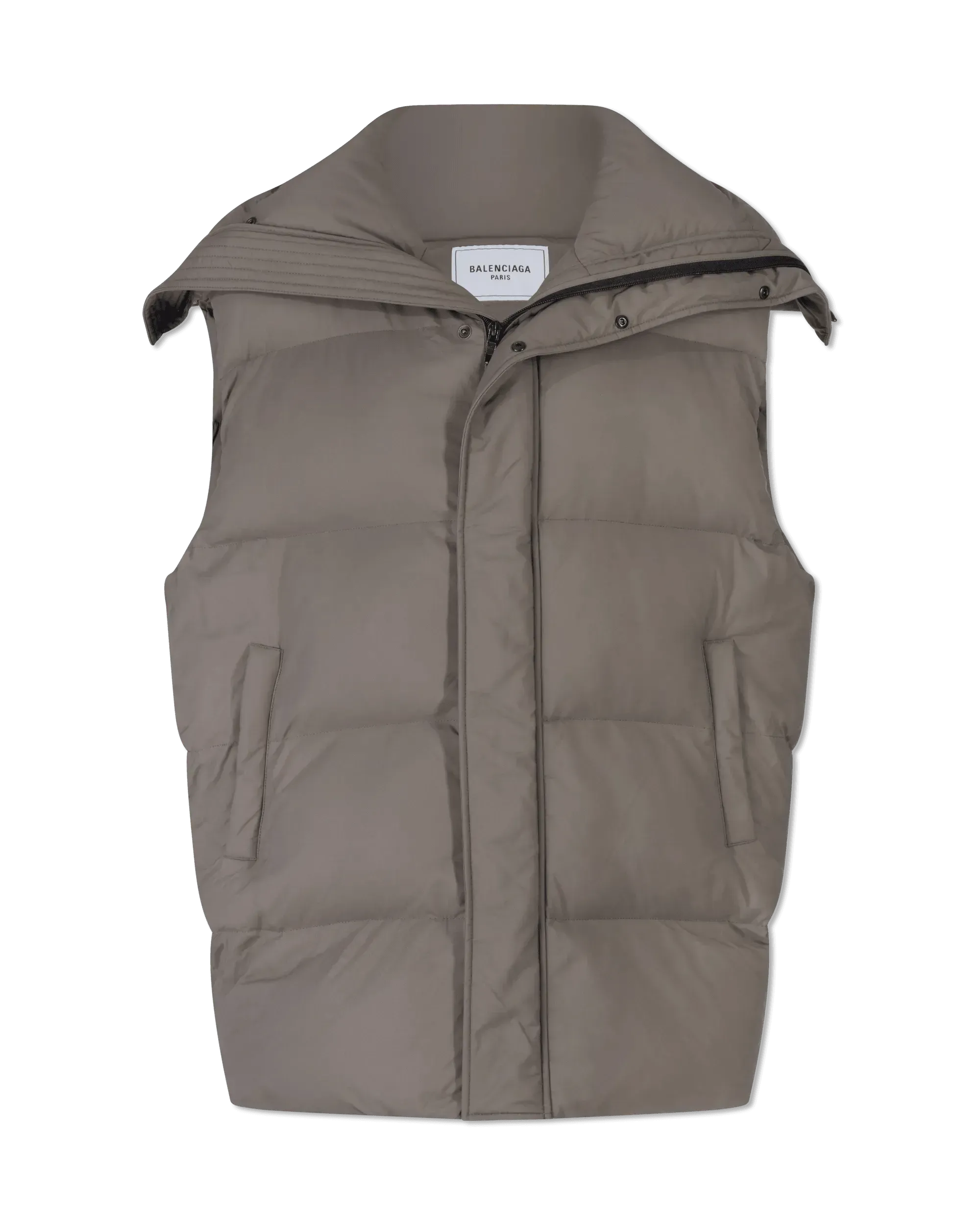 Nylon Canvas Sleeveless CB Puffer Vest Jacket