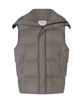 Nylon Canvas Sleeveless CB Puffer Vest Jacket