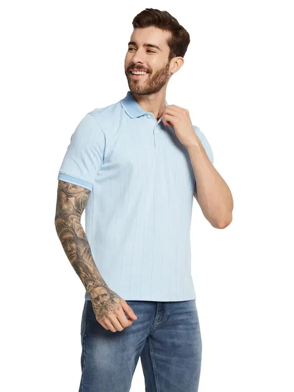 Octave Men Polo Collar Striped T-Shirt