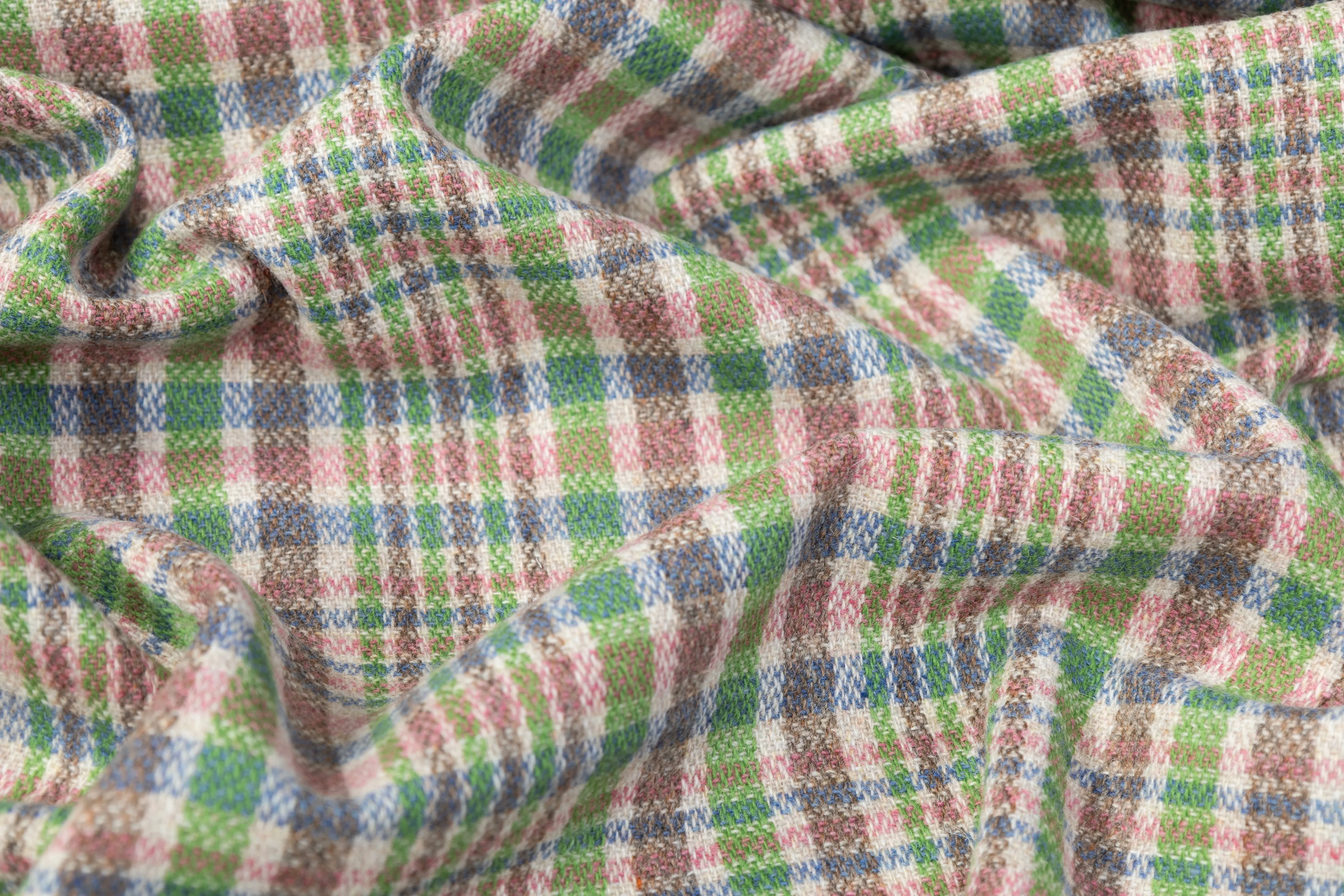 Plaid Italian Wool Tweed Jacketing - Multicolor