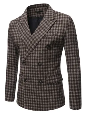 Plaid Print Double Breasted Blazer