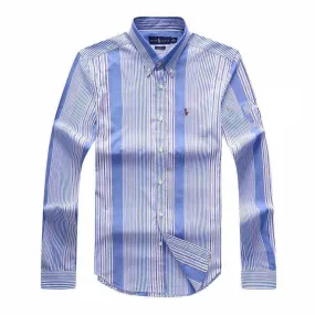 PRL Custom Fit Striped Shirt- Blue