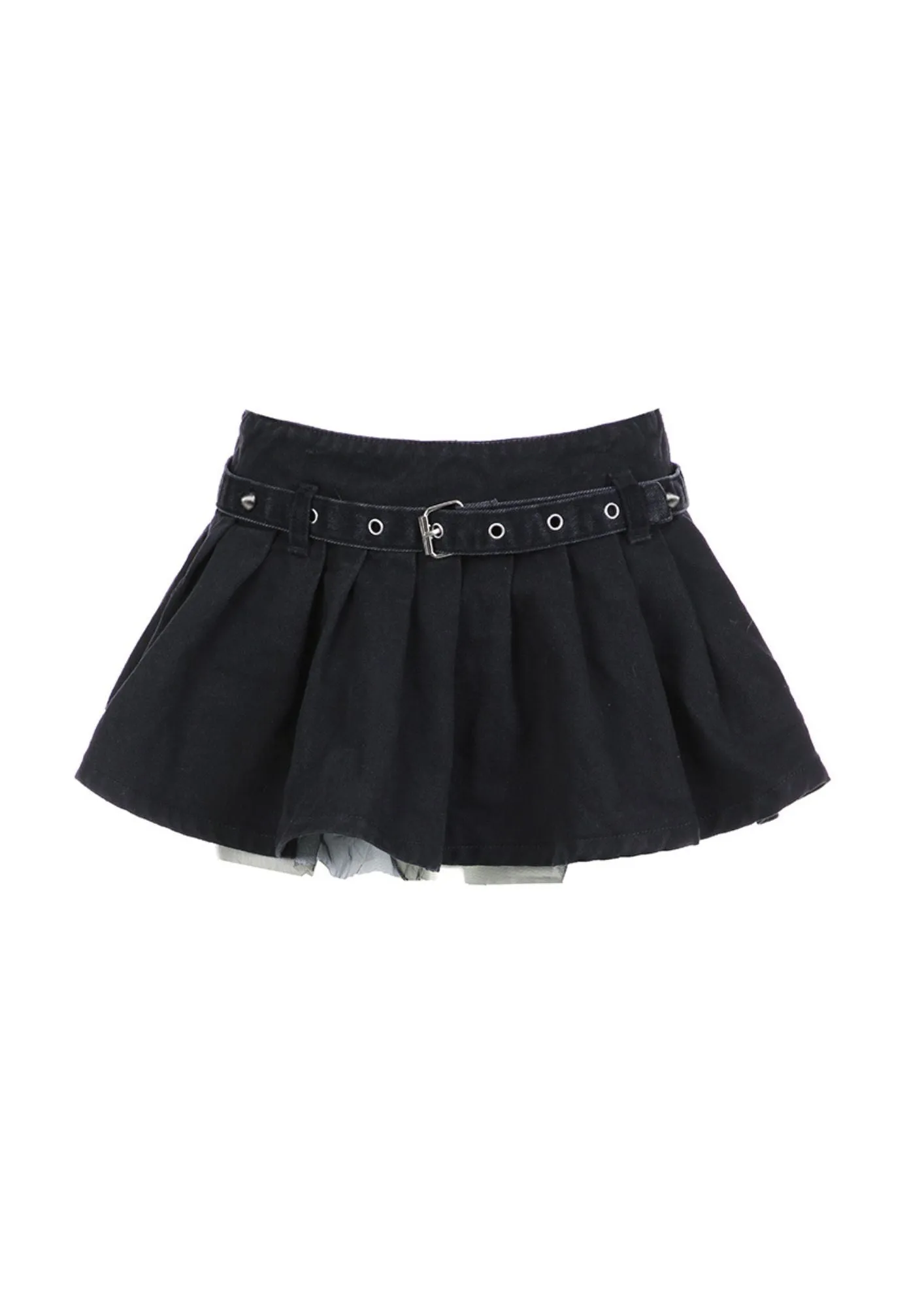 Rose Pleated Denim Mini Skirt