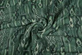 Sage Green & Black Traditional Printed Wool Fabric