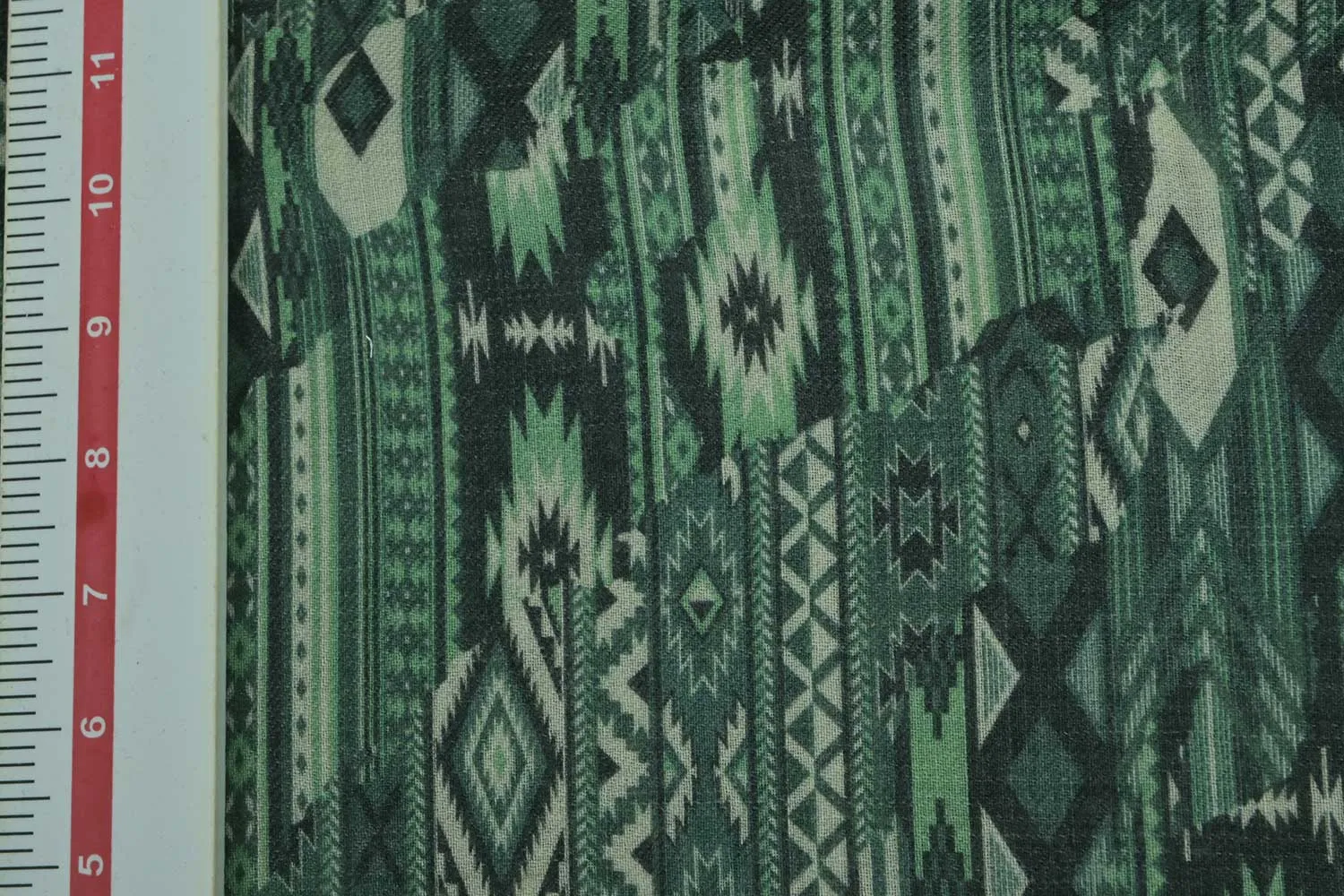 Sage Green & Black Traditional Printed Wool Fabric