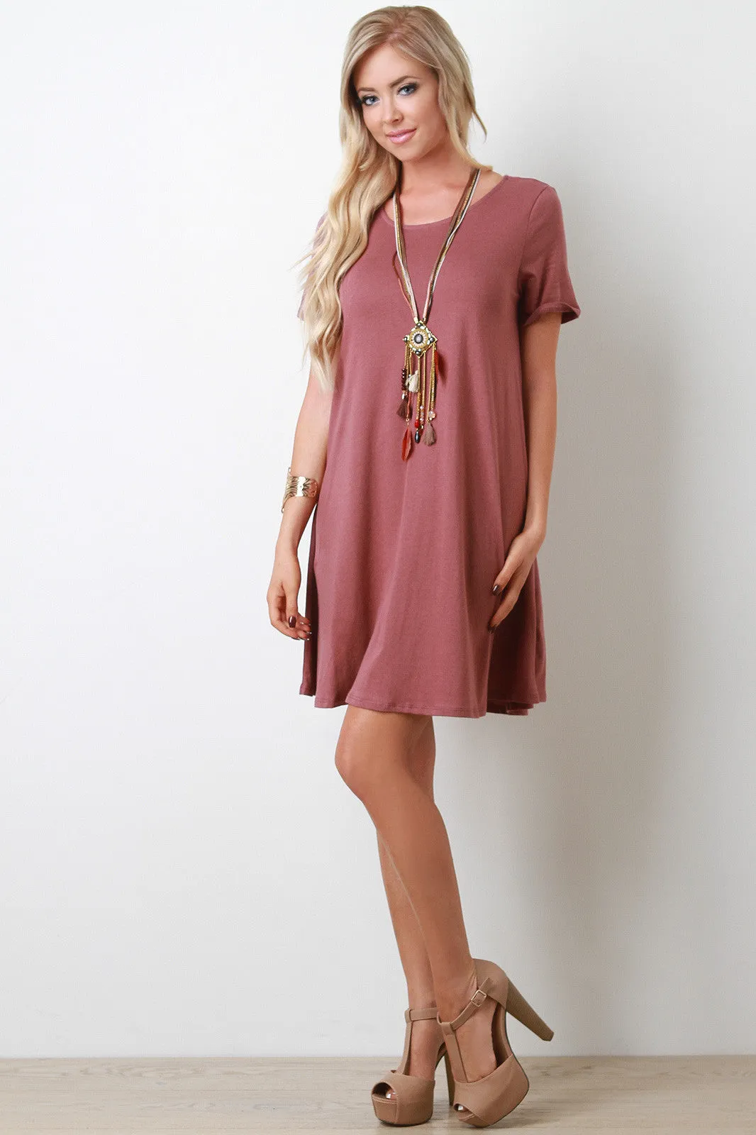 Short Sleeves Shift Tee Dress