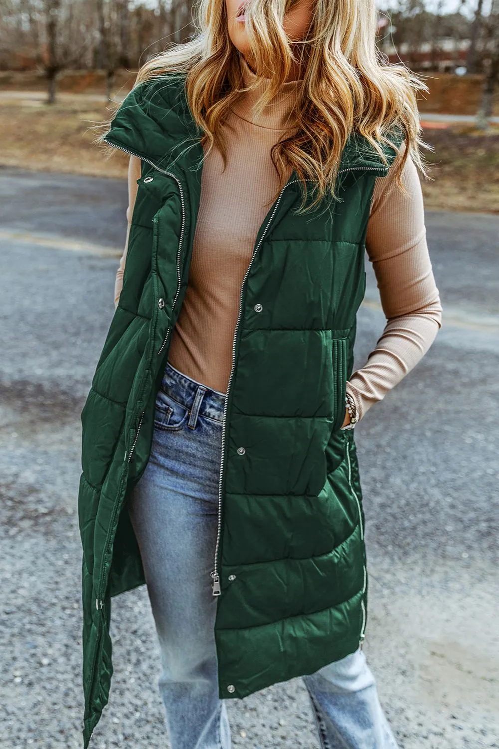 So Much More Longline Hooded Puffer Vest