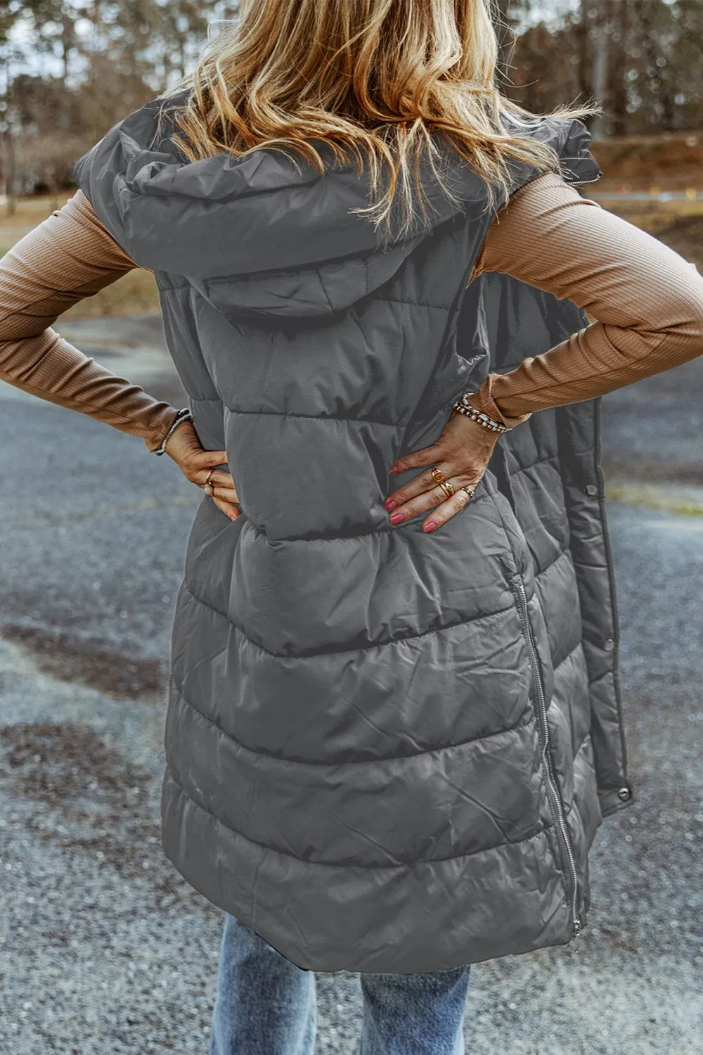 So Much More Longline Hooded Puffer Vest