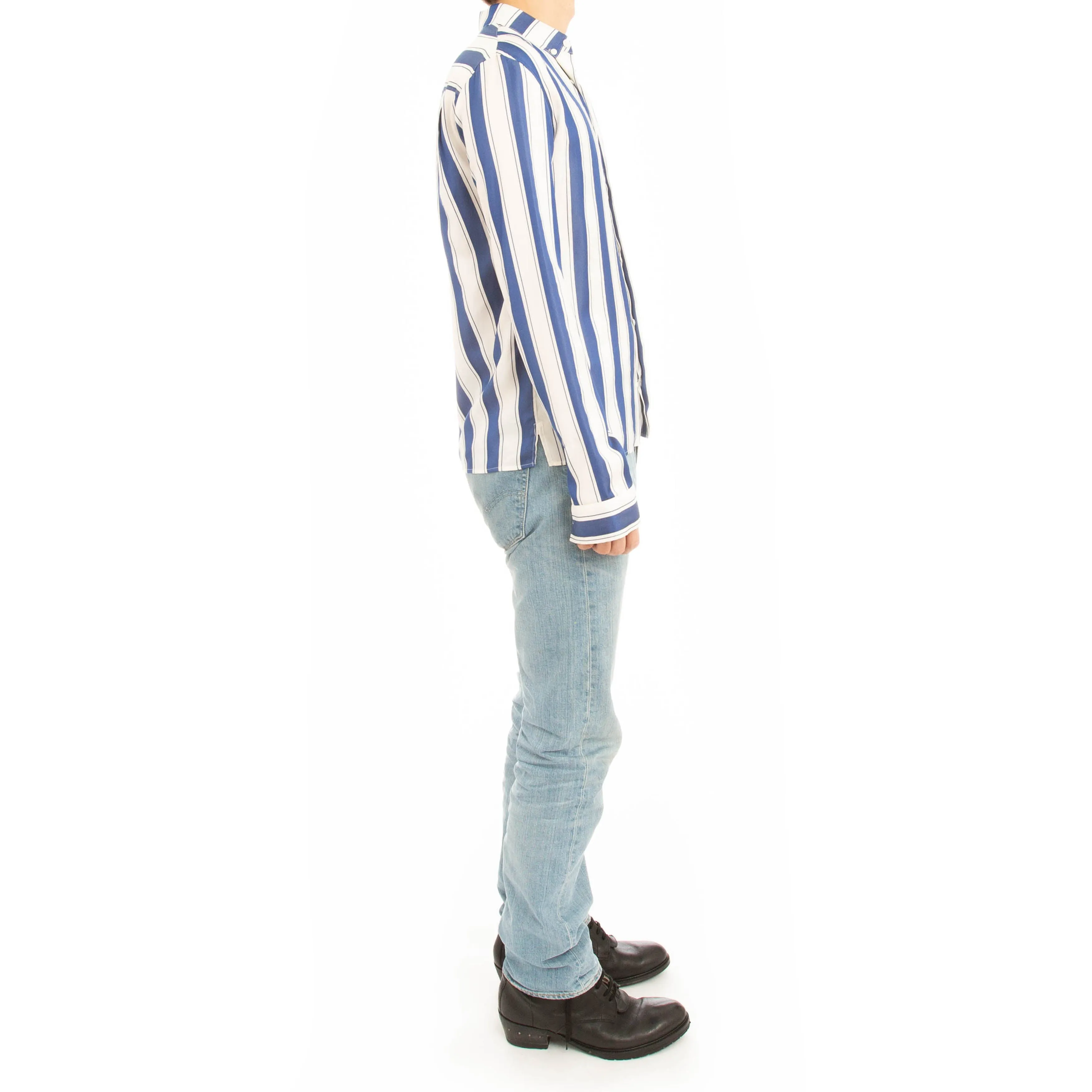 SS17 Opium Striped Long-sleeve Silk Shirt