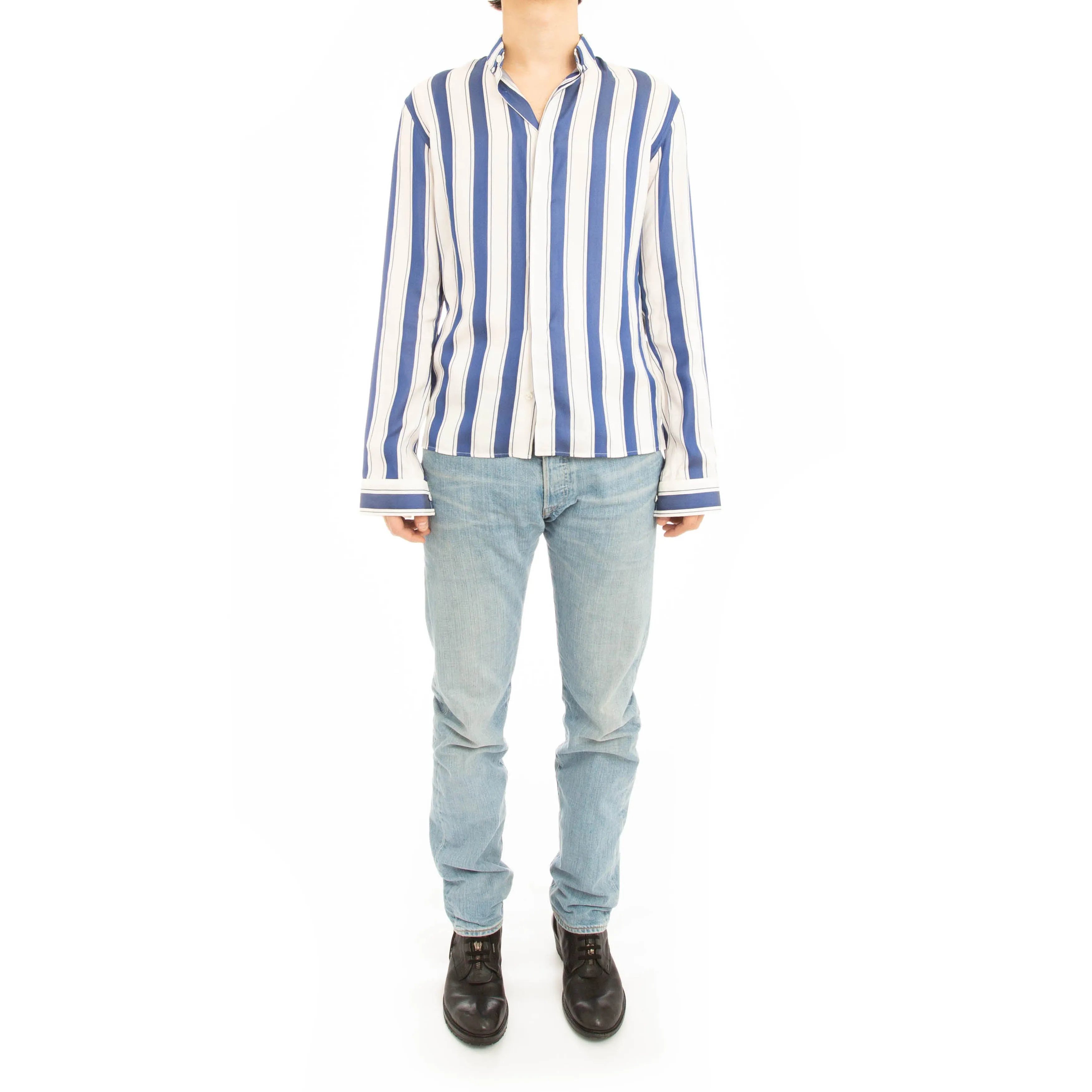 SS17 Opium Striped Long-sleeve Silk Shirt