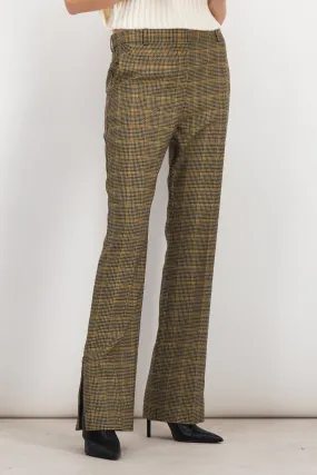 Straight leg check wool pants