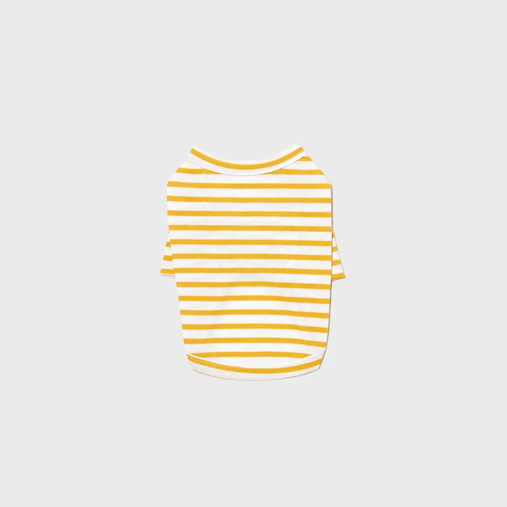 Striped Dog T-Shirt Mustard