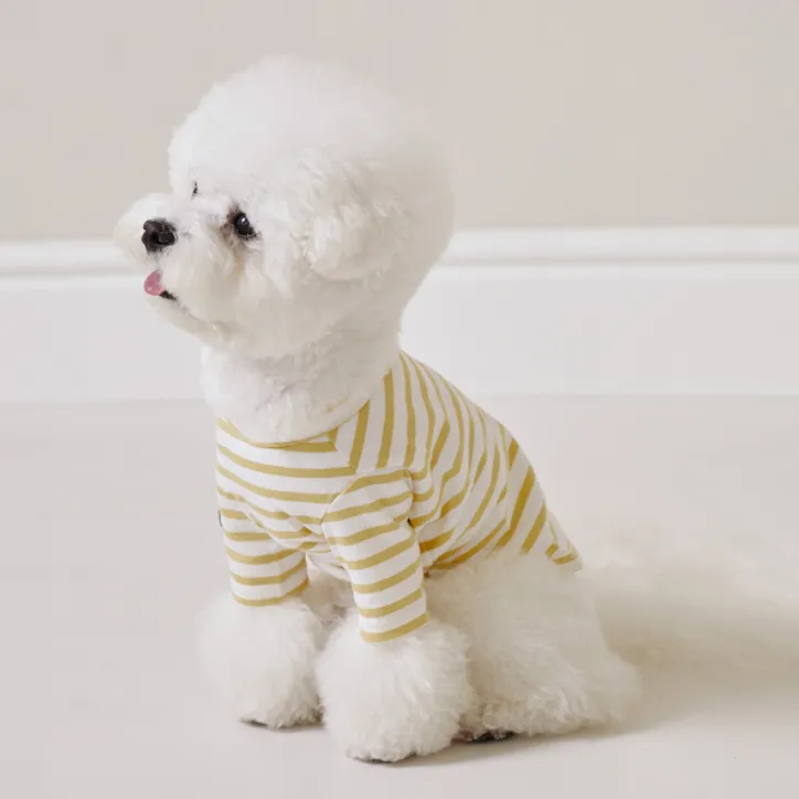 Striped Dog T-Shirt Mustard