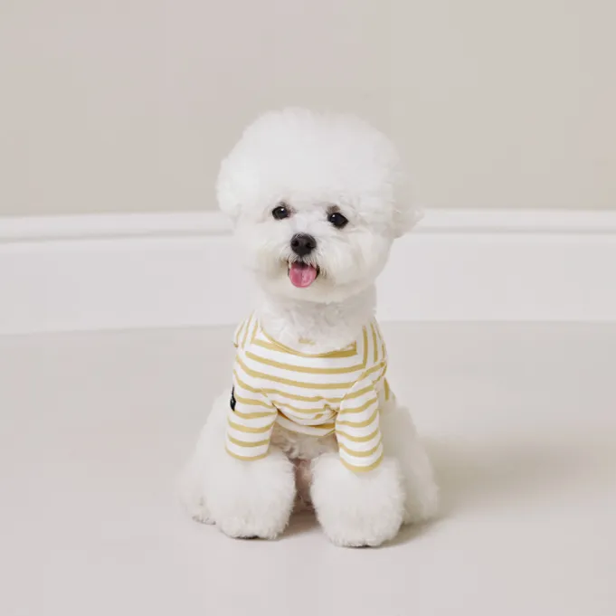 Striped Dog T-Shirt Mustard