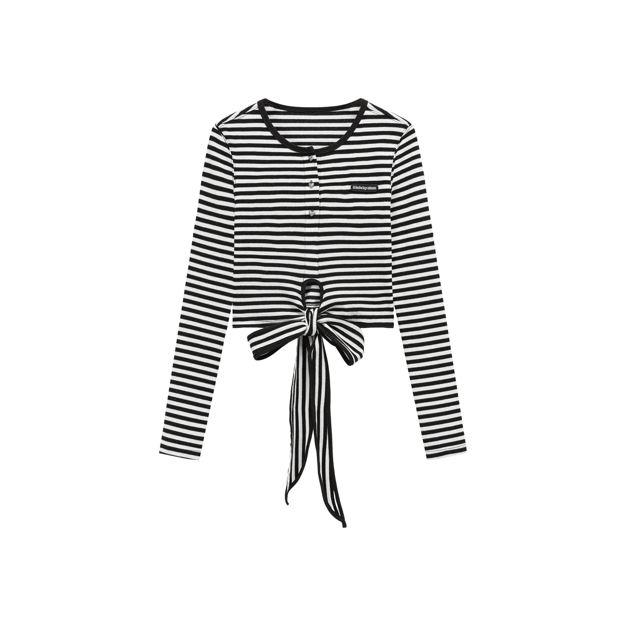 Striped Wrapped Cropped T-Shirt