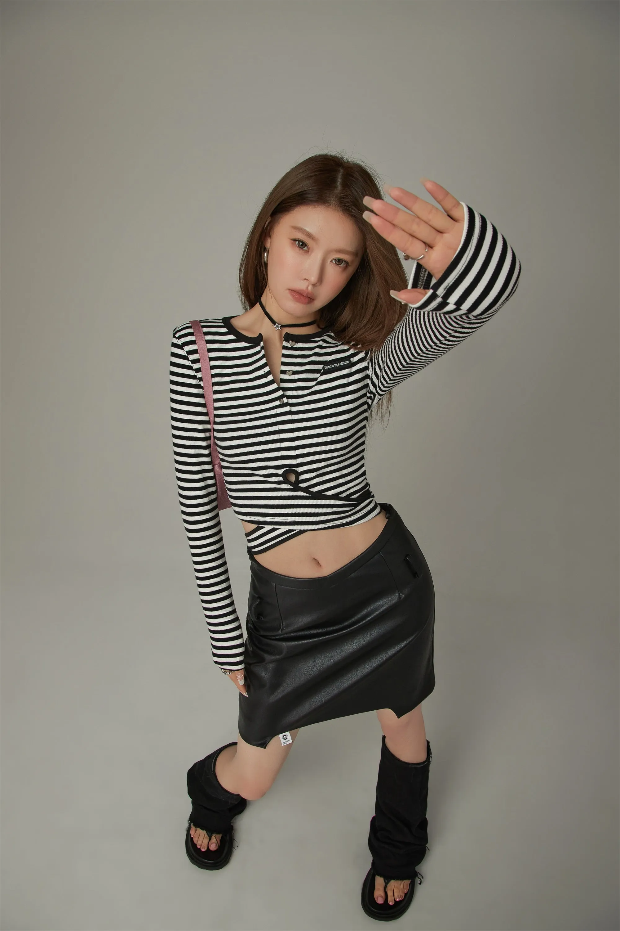 Striped Wrapped Cropped T-Shirt