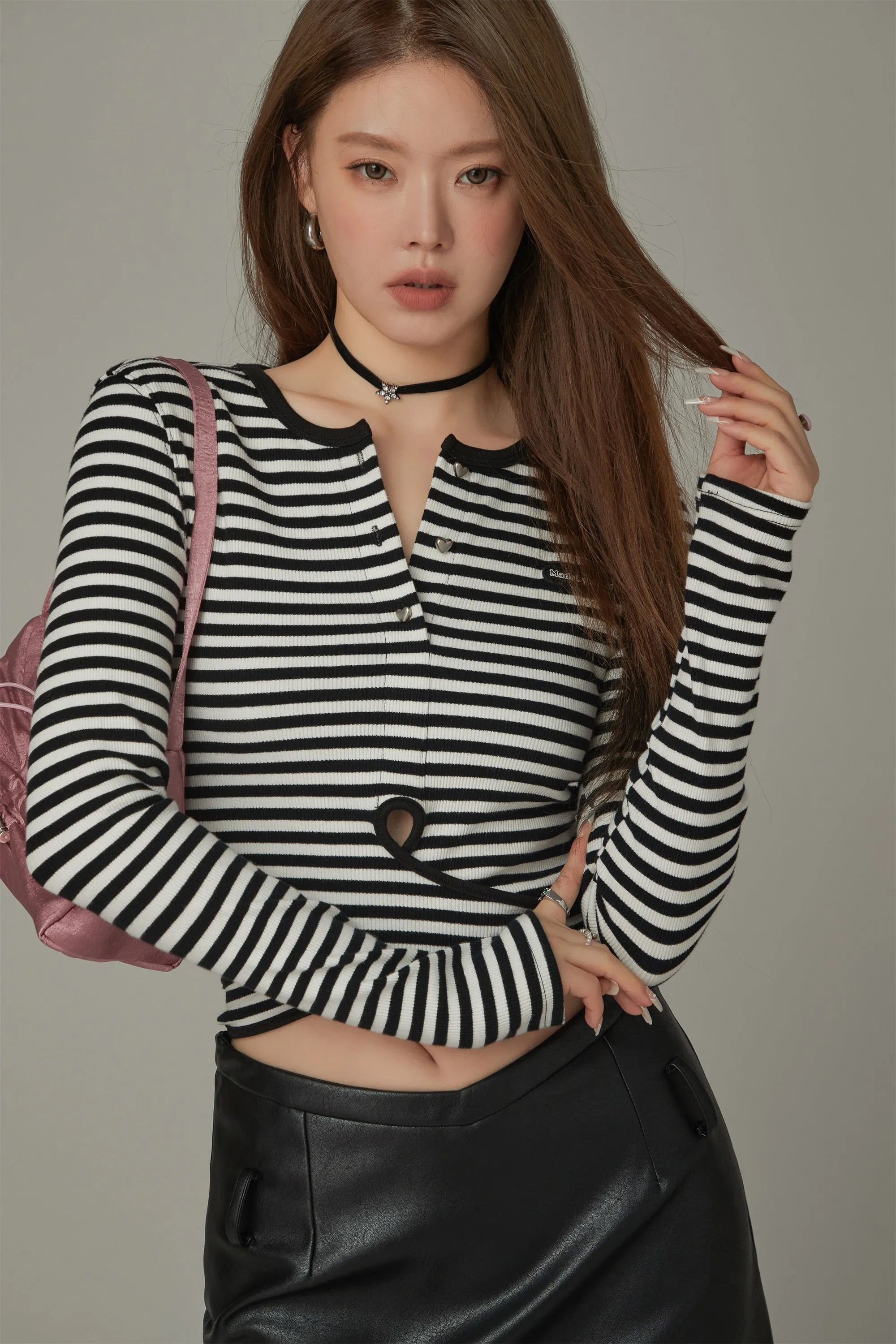 Striped Wrapped Cropped T-Shirt