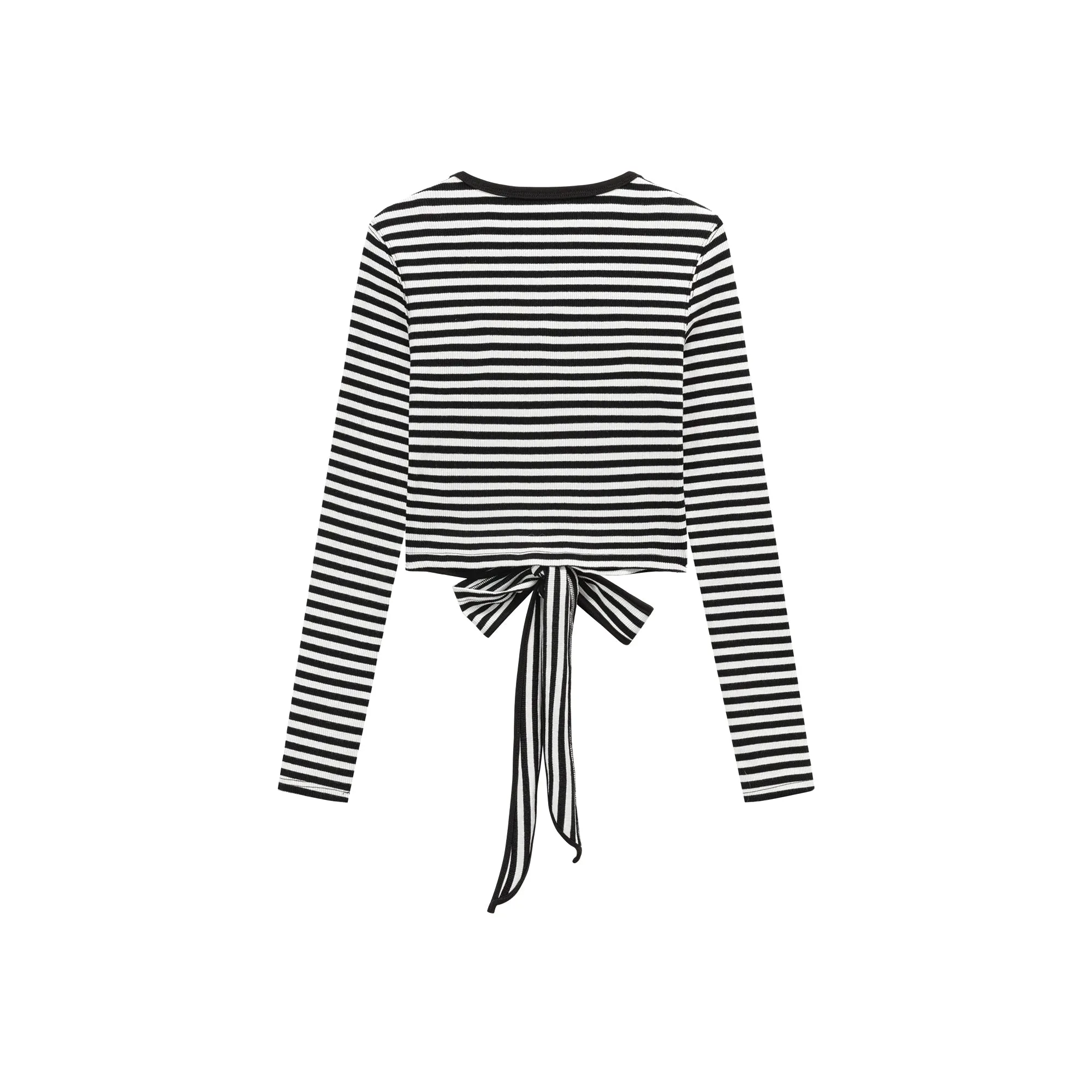 Striped Wrapped Cropped T-Shirt