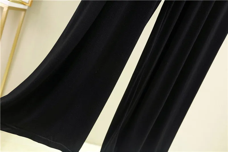 Summer Knitted Modal Women Wide Leg Pants Slim Look Casual Flare Leg Home Pajamas Pants