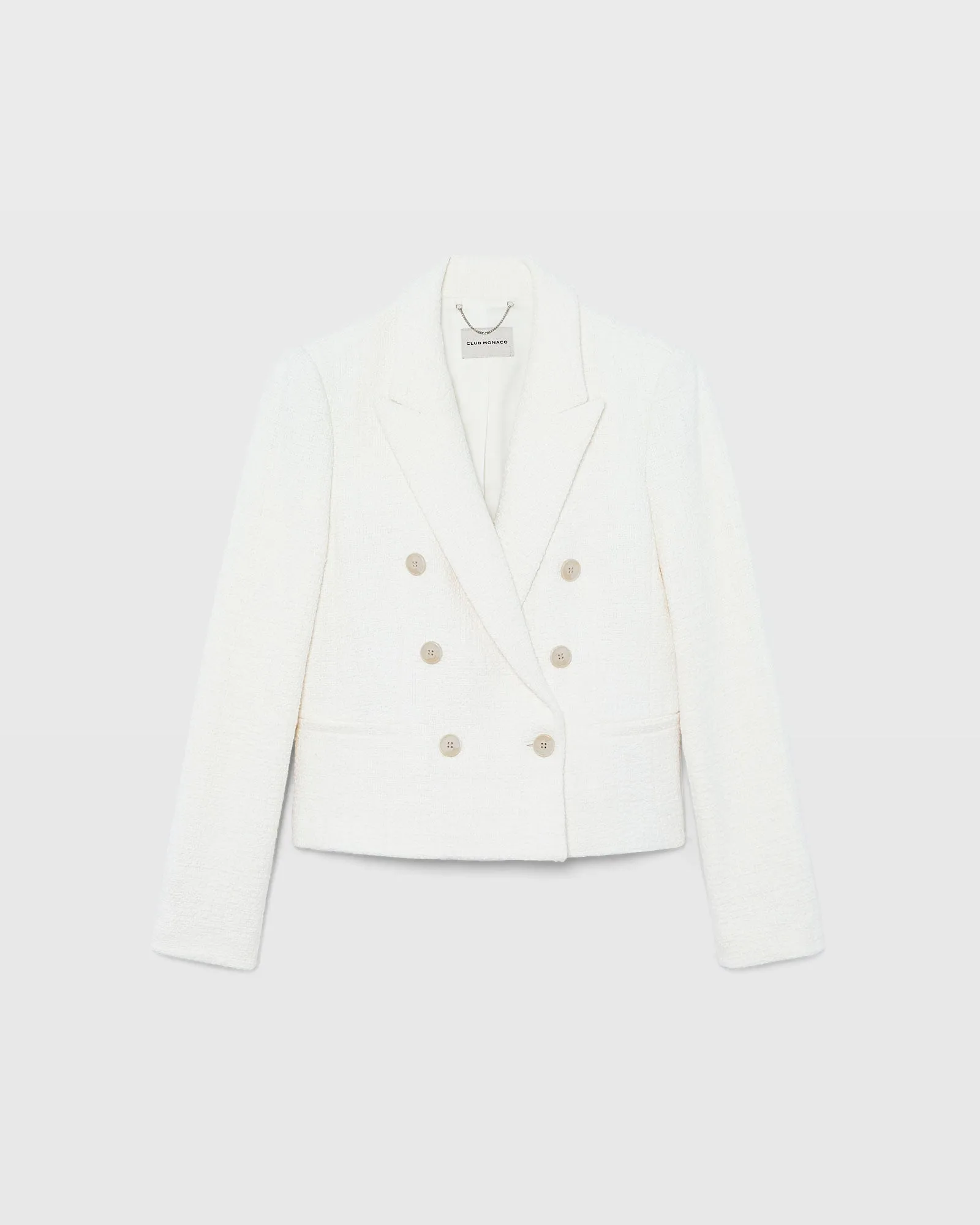 Textured Cropped Double Breasted Blazer