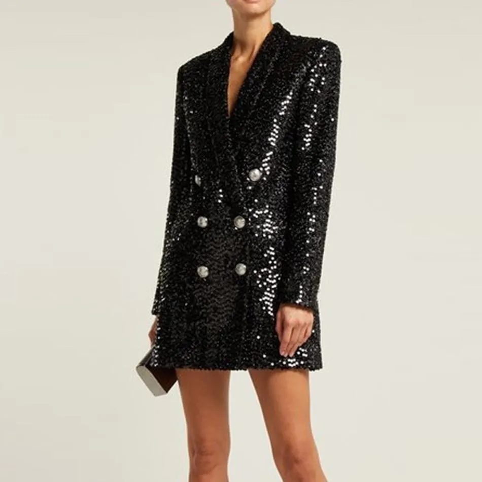 The Juliette Sequin Long Tail Blazer