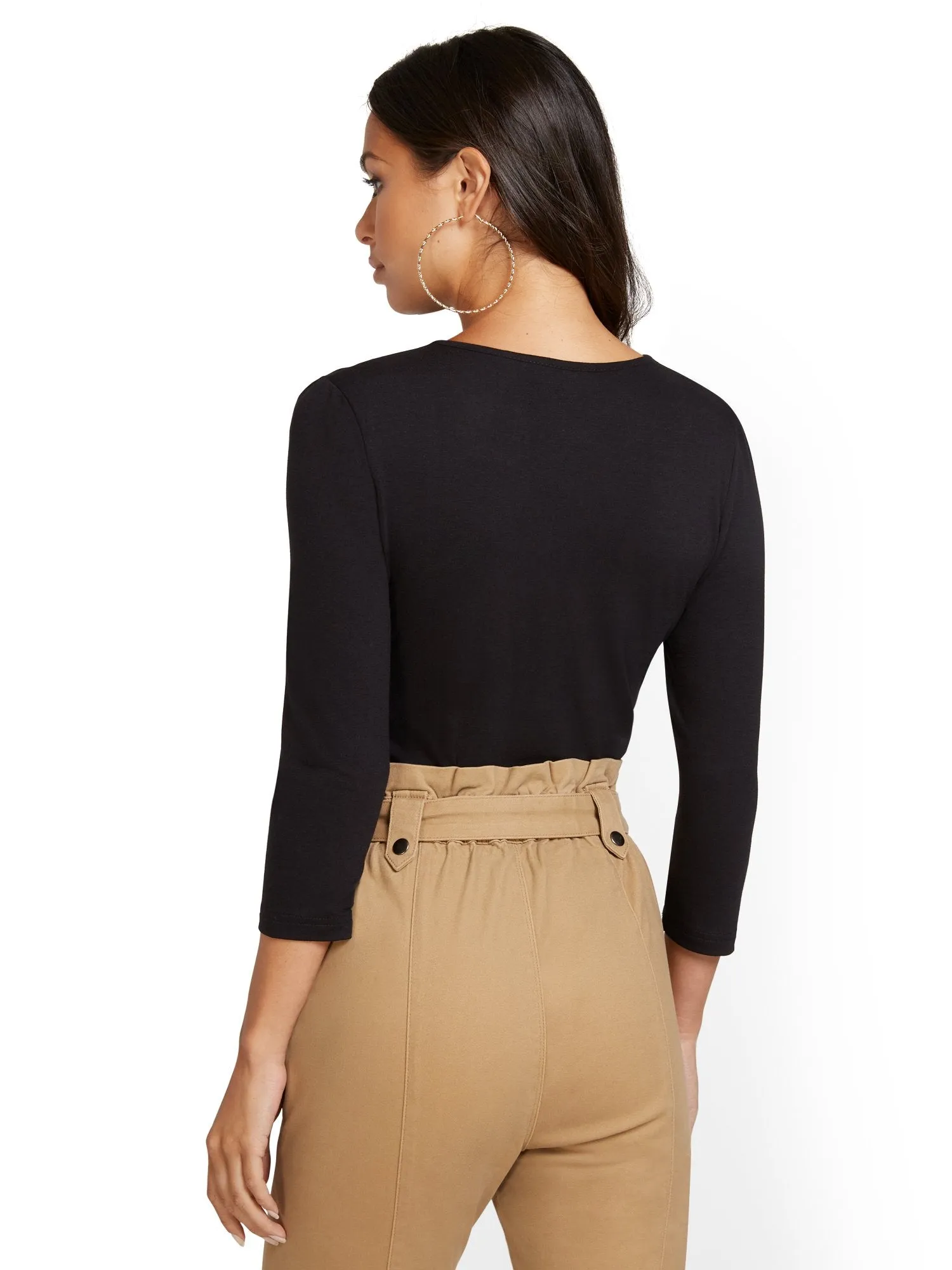 V-Neck Pleated Bodysuit