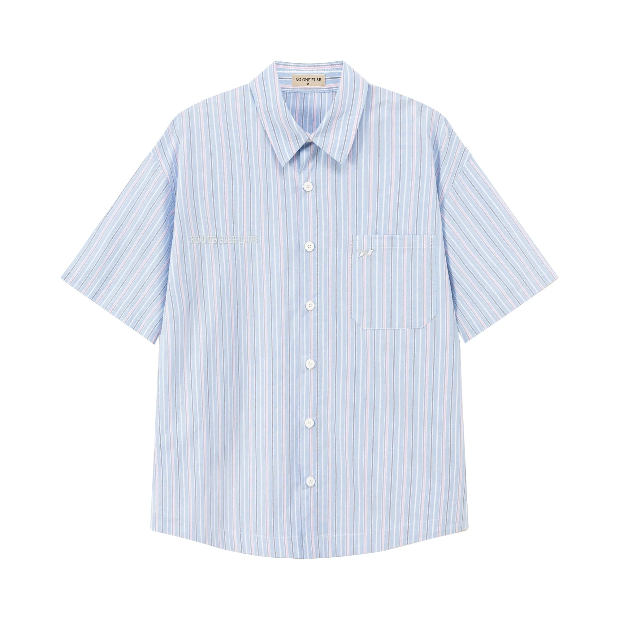 Vertical Striped Short-Sleeved Shirt