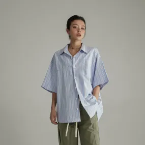 Vertical Striped Short-Sleeved Shirt