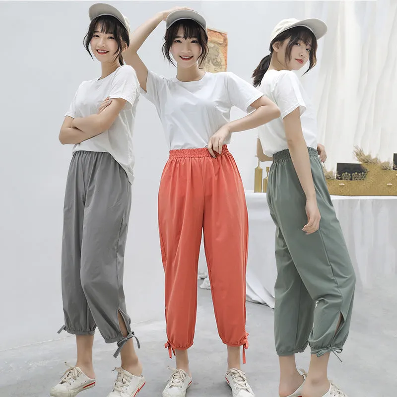 Wide Leg Home Women High Waist All-Matching Drape Loose Casual Summer Ankle-Length Pants