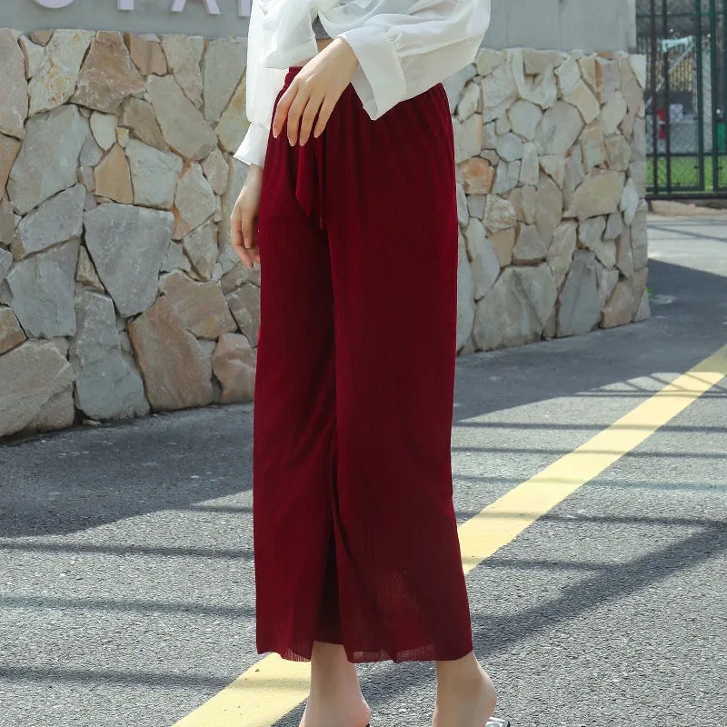 Wide Leg Home Women High Waist All-Matching Drape Loose Casual Summer Ankle-Length Pants