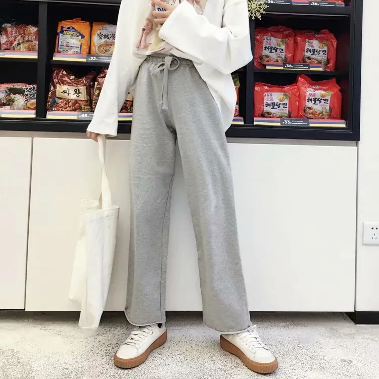 Wide Leg Pants Women Thin Plus Size Straight Drape Loose Suits Floor Length Long Casual Pants