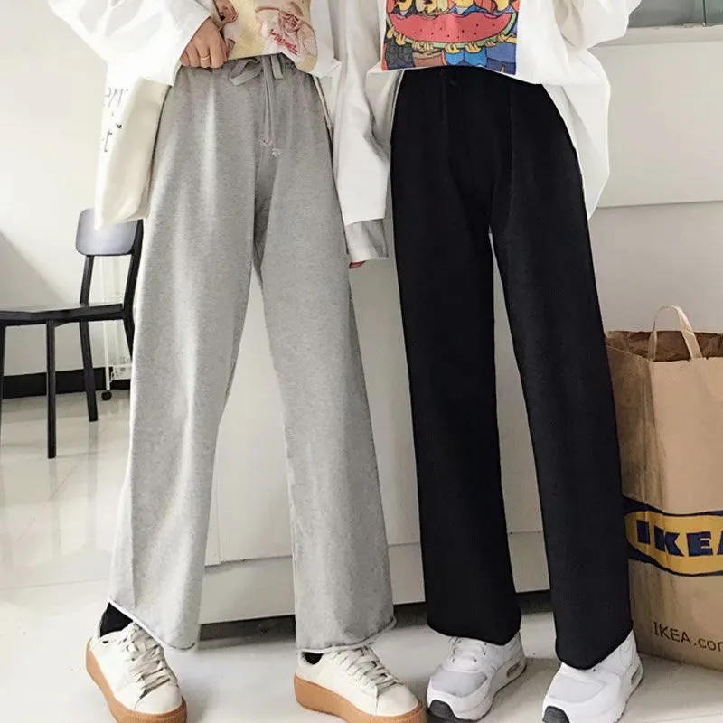 Wide Leg Pants Women Thin Plus Size Straight Drape Loose Suits Floor Length Long Casual Pants