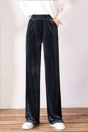 Wide Leg Women Summer High Waist Drape Loose Straight INS Floor Length Casual Pants