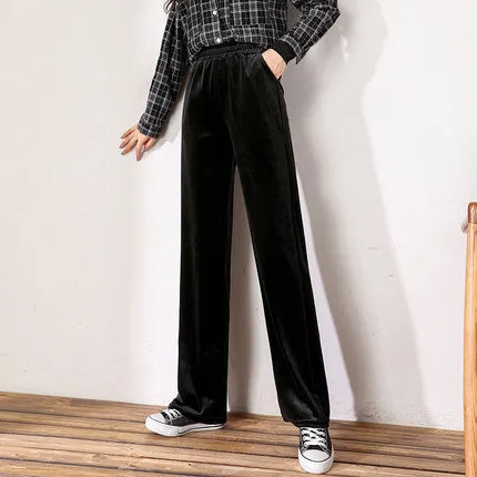 Wide Leg Women Summer High Waist Drape Loose Straight INS Floor Length Casual Pants