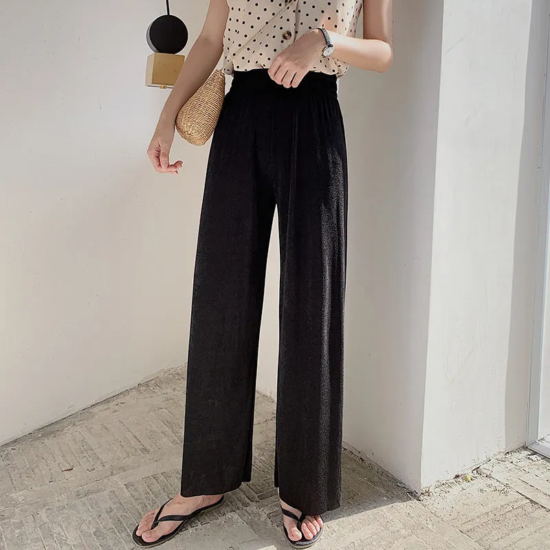 Women Drape Loose Casual Floor Length Wide Leg Pants